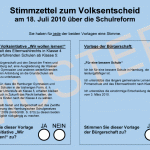 Stimmzettel zum Volksentscheid in Hamburg